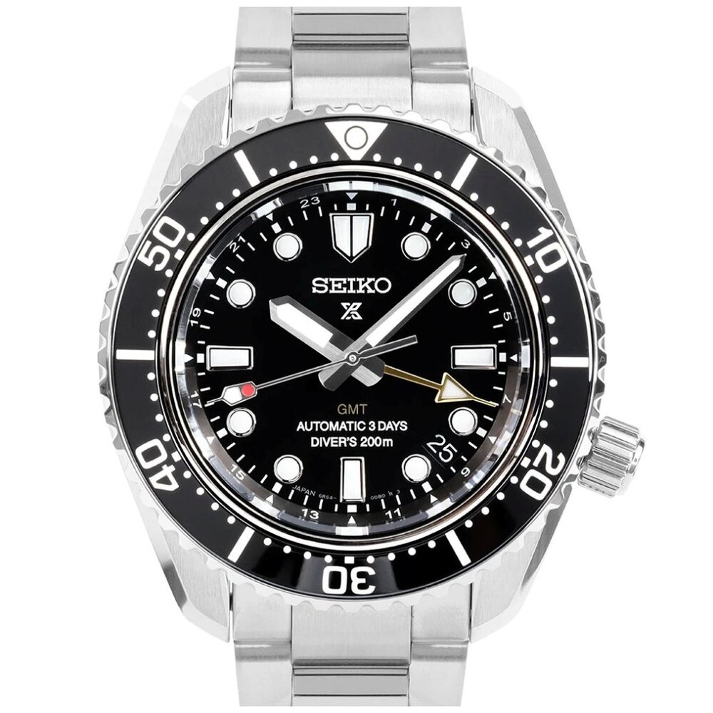 Seiko Prospex Men's Watch Black Dial with Silver Bracelet SPB383J1